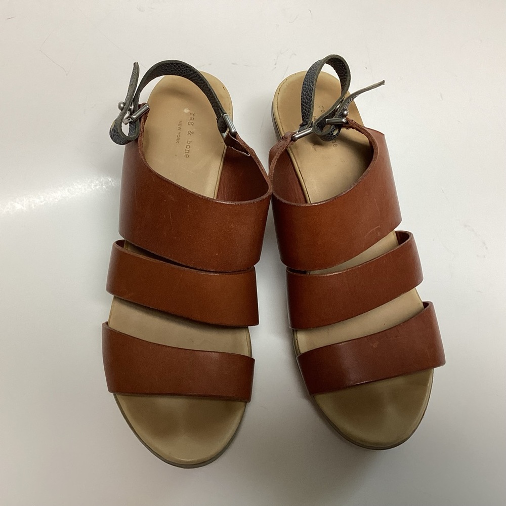 Rag & Bone Women's Sandals Size 38 Sling Back Brown Heels Crock Leather